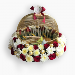 قفص طيور الحب المذهب