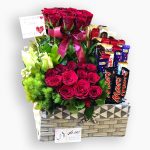 سلة الزهور مع الشوكولا